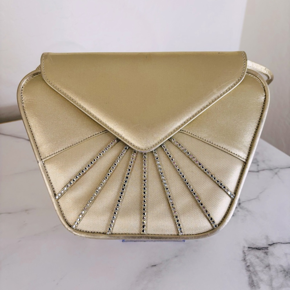 Stuart Weitzman Vintage‎ Elegant Gold Metallic Women's Crossbody Shoulder Bag
